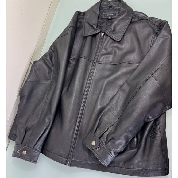 Colebrook Leather Bomber Jacket Mens 2XL XXL Black Full Zip Quilted Liner - Picture 1 of 9